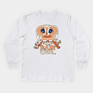 Baby owl with typography Kids Long Sleeve T-Shirt